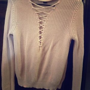 Lace up sweater